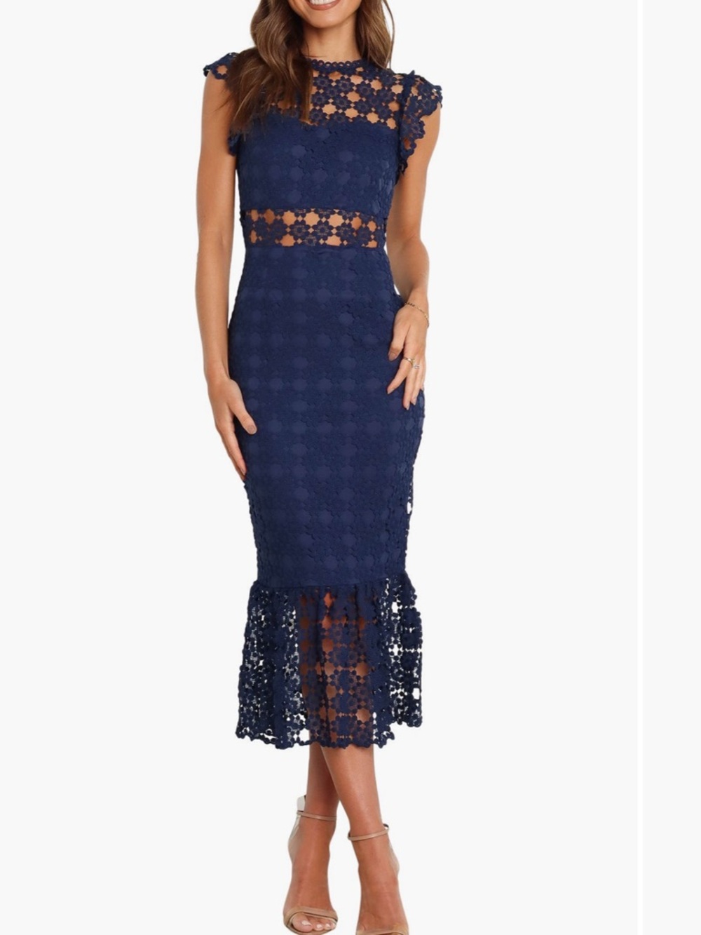 Navy Lauren lace overlay dress